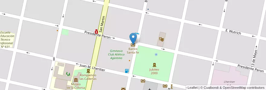 Mapa de ubicacion de Banco Santa Fe en آرژانتین, سانتافه, Departamento Las Colonias, San Carlos Centro, San Carlos Centro.