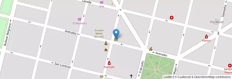 Mapa de ubicacion de Banco Santa Fe en آرژانتین, سانتافه, Departamento Iriondo, Municipio De Totoras.