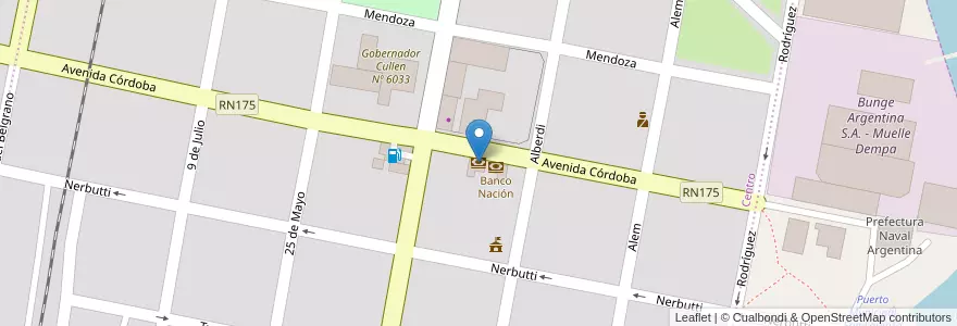 Mapa de ubicacion de Banco Santa Fe en 阿根廷, Santa Fe, Departamento San Lorenzo, Municipio De Puerto General San Martín, Puerto General San Martín.