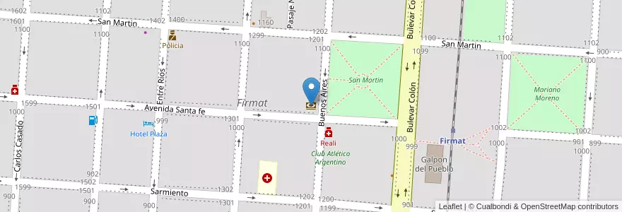 Mapa de ubicacion de Banco Santa Fe en 阿根廷, Santa Fe, Departamento General López, Municipio De Firmat, Firmat.