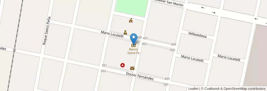Mapa de ubicacion de Banco Santa Fe en Argentinien, Santa Fe, Departamento San Cristóbal, Municipio De Suardi.