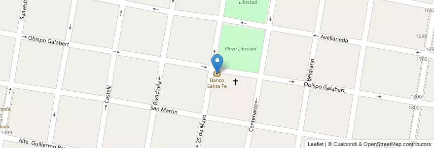 Mapa de ubicacion de Banco Santa Fe en Argentine, Santa Fe, Departamento La Capital, Santo Tomé.