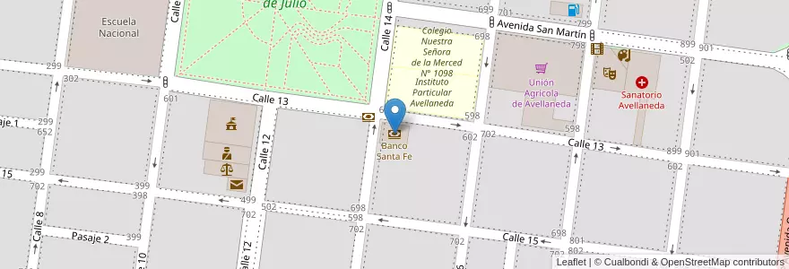 Mapa de ubicacion de Banco Santa Fe en Arjantin, Santa Fe, Departamento General Obligado, Municipio De Avellaneda.