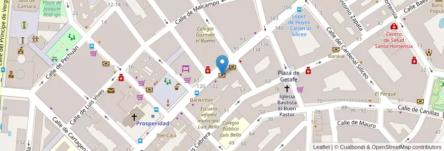 Mapa de ubicacion de Banco Santander en Spanien, Autonome Gemeinschaft Madrid, Autonome Gemeinschaft Madrid, Área Metropolitana De Madrid Y Corredor Del Henares, Madrid.
