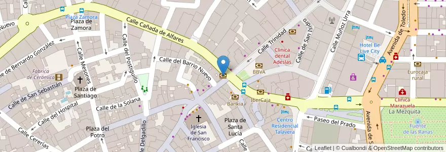Mapa de ubicacion de Banco Santander en İspanya, Castilla-La Mancha, Toledo, Talavera, Talavera De La Reina.
