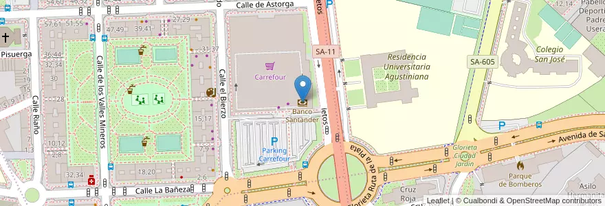Mapa de ubicacion de Banco Santander en Sepanyol, Castilla Y León, Salamanca, Campo De Salamanca, Salamanca.