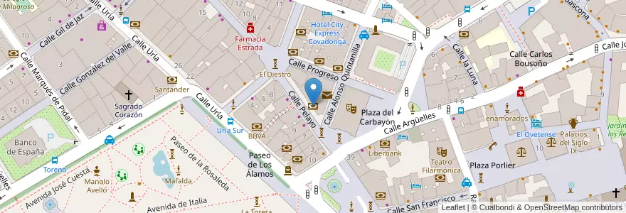 Mapa de ubicacion de Banco Santander en İspanya, Asturias, Asturias, Oviedo.