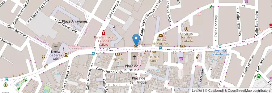 Mapa de ubicacion de Banco Santander en España, Andalucía, Granada, Comarca De La Vega De Granada, Atarfe.