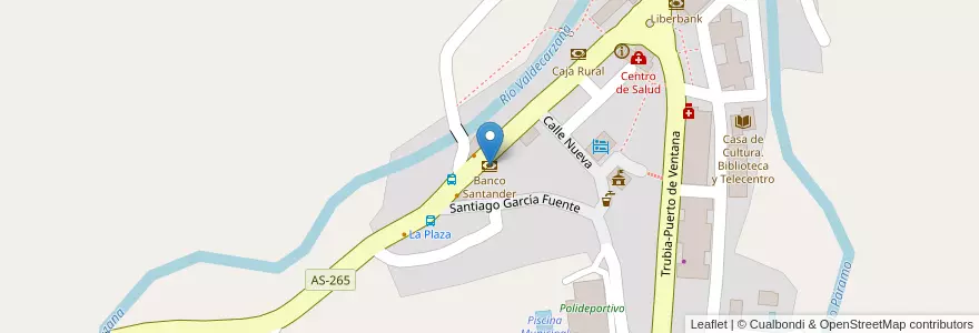 Mapa de ubicacion de Banco Santander en スペイン, アストゥリアス州, アストゥリアス州, Teverga.