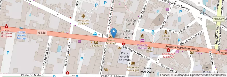 Mapa de ubicacion de Banco Santander en スペイン, ガリシア州, オウレンセ, Valdeorras, O Barco De Valdeorras.