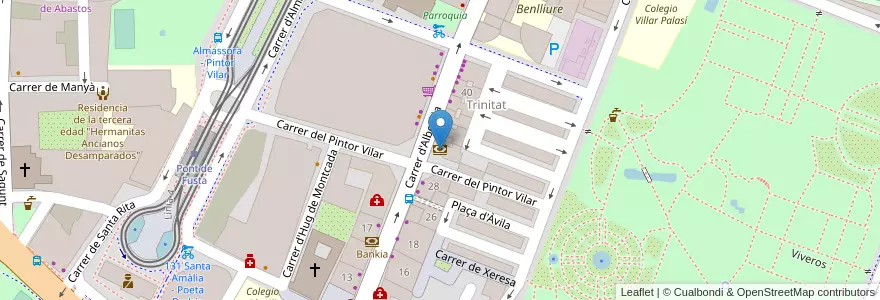 Mapa de ubicacion de Banco Santander en Spanien, Valencianische Gemeinschaft, Valencia, Comarca De València, Valencia.