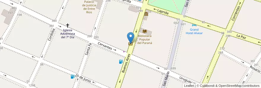 Mapa de ubicacion de Banco Santander Rio Casa Central en 阿根廷, 恩特雷里奥斯省, Departamento Paraná, Distrito Sauce, Paraná, Paraná.