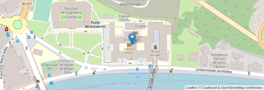 Mapa de ubicacion de Banco Santander Universidades en Espagne, Pays Basque Autonome, Biscaye, Grand-Bilbao, Bilbao.