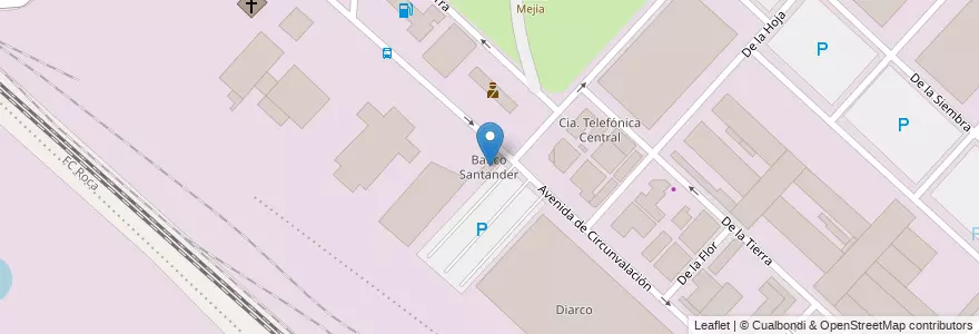 Mapa de ubicacion de Banco Santander en Arjantin, Buenos Aires, Partido De La Matanza, Tapiales.