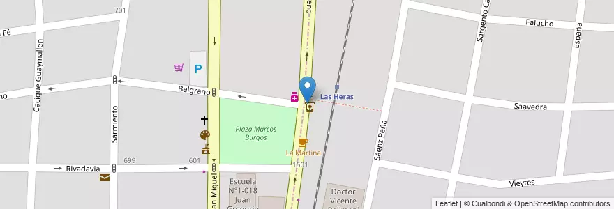 Mapa de ubicacion de banco Supervielle en Argentina, Cile, Mendoza, Departamento Las Heras.