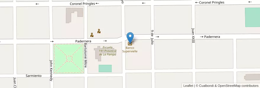 Mapa de ubicacion de Banco Supervielle en アルゼンチン, サンルイス州, Gobernador Dupuy, Municipio De Buena Esperanza.