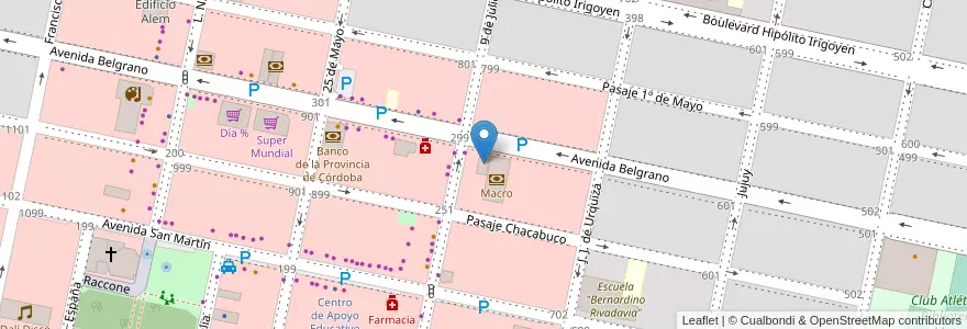 Mapa de ubicacion de Banco Suquía en Arjantin, Córdoba, Departamento Marcos Juárez, Pedanía Espinillos, Municipio De Marcos Juárez.