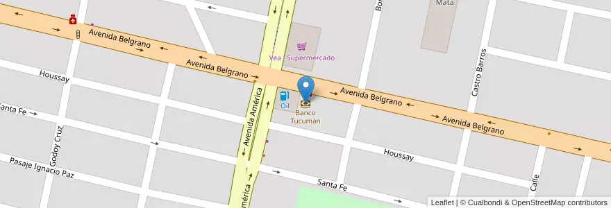 Mapa de ubicacion de Banco Tucumán en Argentine, Tucumán, San Miguel De Tucumán, Departamento Capital, San Miguel De Tucumán.