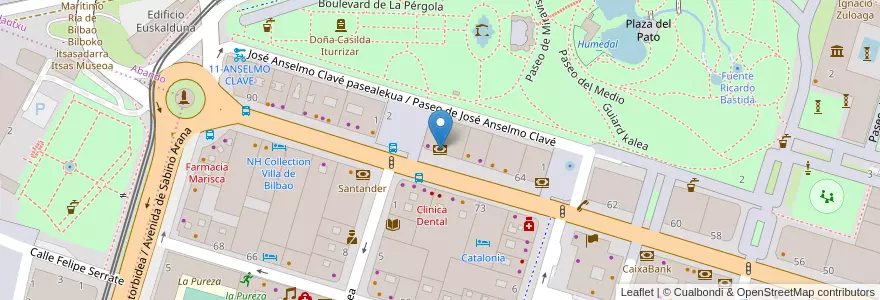 Mapa de ubicacion de Banco Urquijo en 西班牙, 巴斯克, 比斯开, Bilboaldea, 毕尔巴鄂.
