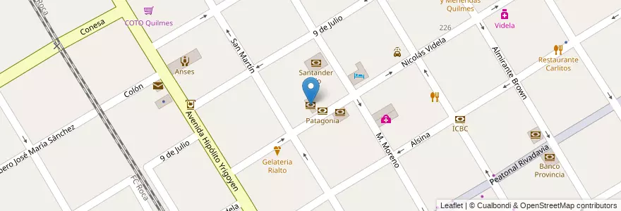 Mapa de ubicacion de BancoPatagonia en アルゼンチン, ブエノスアイレス州, Partido De Quilmes, Quilmes.
