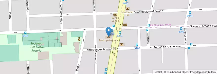 Mapa de ubicacion de Bancopatagonia en Argentina, Santa Fe, Departamento Rosario, Municipio De Rosario, Rosario.