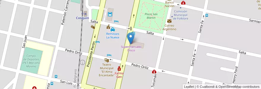 Mapa de ubicacion de Bancor en Argentinië, Córdoba, Departamento Punilla, Pedanía Rosario, Municipio De Cosquín, Cosquín.