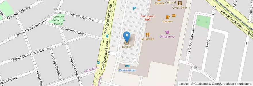 Mapa de ubicacion de Bancor en アルゼンチン, コルドバ州, Departamento Capital, Pedanía Capital, Córdoba, Municipio De Córdoba.