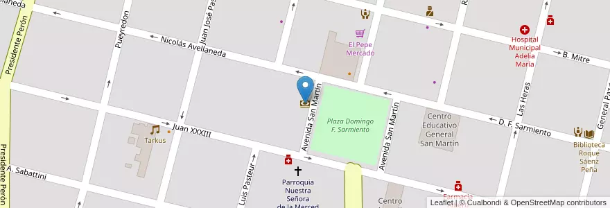Mapa de ubicacion de bancor en Arjantin, Córdoba, Departamento Río Cuarto, Pedanía Cautiva, Municipio De Adelia María, Adelia María.