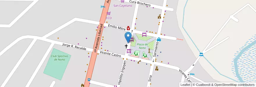 Mapa de ubicacion de BanCor en Argentinië, Córdoba, Departamento San Alberto, Municipio De Nono, Pedanía Nono, Nono.