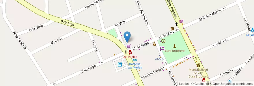 Mapa de ubicacion de BanCor en Аргентина, Кордова, Departamento San Alberto, Villa Cura Brochero, Pedanía Tránsito, Municipio De Villa Cura Brocheroa.