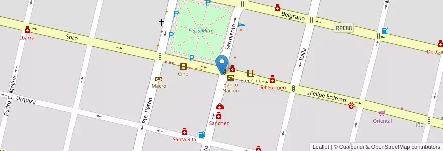 Mapa de ubicacion de BanCor en Argentine, Córdoba, Departamento San Javier, Pedanía Dolores, Municipio De Villa Dolores, Villa Dolores.