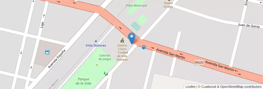 Mapa de ubicacion de BanCor en Argentine, Córdoba, Departamento San Javier, Pedanía Dolores, Municipio De Villa Dolores, Villa Dolores.