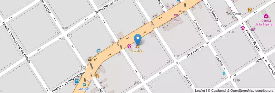 Mapa de ubicacion de Bandido, Villa General Mitre en الأرجنتين, Ciudad Autónoma De Buenos Aires, Buenos Aires, Comuna 11.