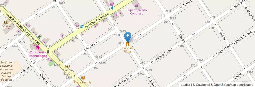 Mapa de ubicacion de Bandini Pizzas, Villa Urquiza en アルゼンチン, Ciudad Autónoma De Buenos Aires, Comuna 12, ブエノスアイレス.