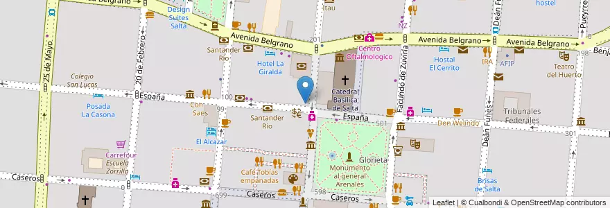 Mapa de ubicacion de Bank & Street currency exchange en アルゼンチン, サルタ州, Capital, Municipio De Salta, Salta.
