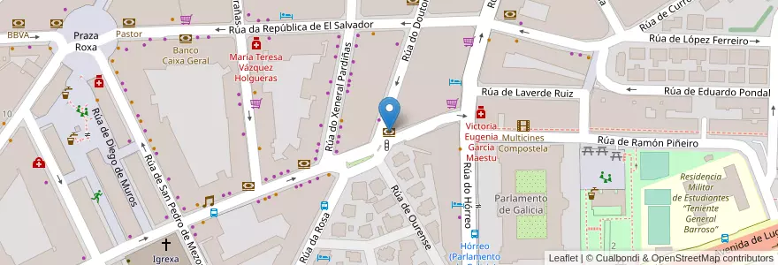 Mapa de ubicacion de Bankia en Espagne, Galice, A Corogne, Santiago, Santiago De Compostela.