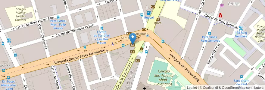 Mapa de ubicacion de Bankia en İspanya, Comunitat Valenciana, València / Valencia, Comarca De València, València.