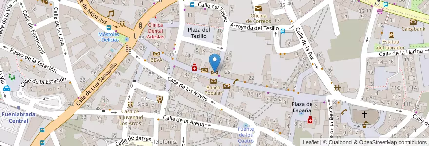 Mapa de ubicacion de Bankia en Espagne, Communauté De Madrid, Communauté De Madrid, Área Metropolitana De Madrid Y Corredor Del Henares, Fuenlabrada.