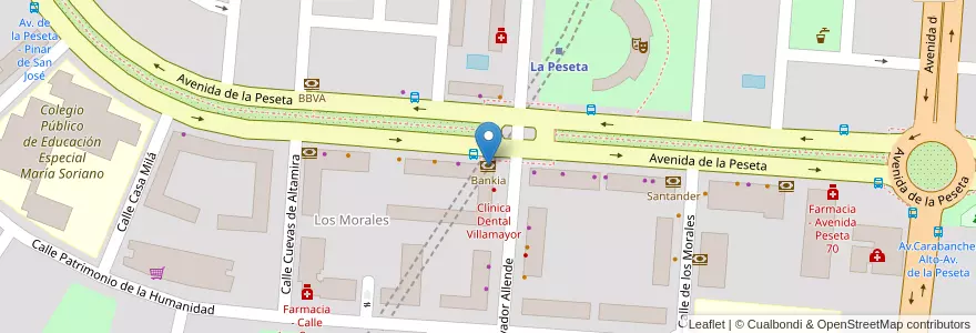 Mapa de ubicacion de Bankia en Sepanyol, Comunidad De Madrid, Comunidad De Madrid, Área Metropolitana De Madrid Y Corredor Del Henares.
