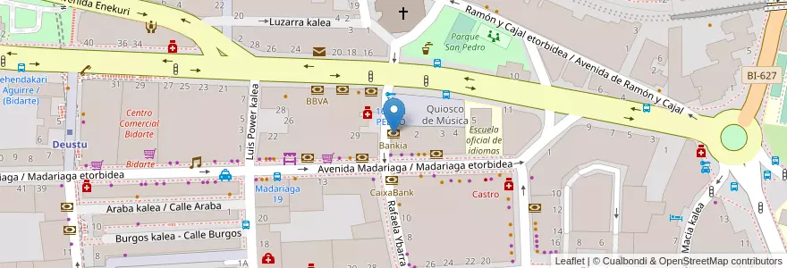 Mapa de ubicacion de Bankia en 스페인, Euskadi, Bizkaia, Bilboaldea, 빌바오.