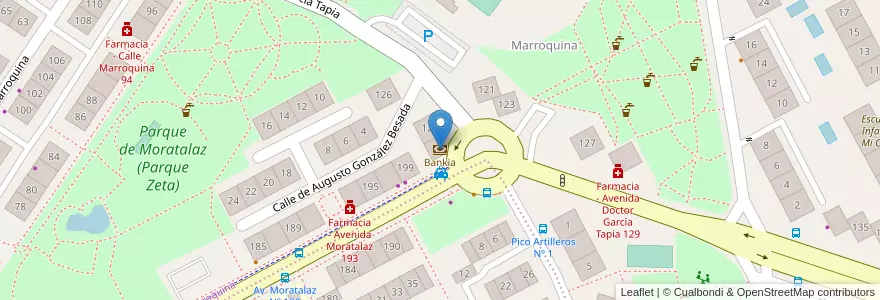 Mapa de ubicacion de Bankia en スペイン, マドリード州, Comunidad De Madrid, Área Metropolitana De Madrid Y Corredor Del Henares, Madrid.