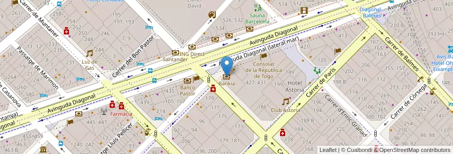 Mapa de ubicacion de Bankia en Испания, Каталония, Барселона, Барселонес, Барселона.