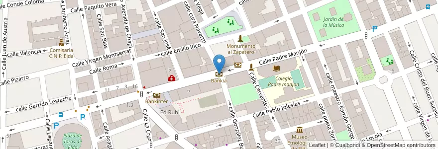 Mapa de ubicacion de Bankia en 西班牙, Comunitat Valenciana, Alacant / Alicante, El Vinalopó Mitjà / El Vinalopó Medio, Elda.
