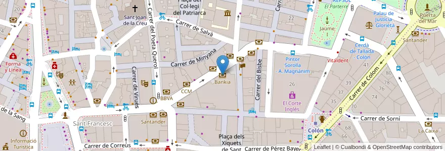 Mapa de ubicacion de Bankia en Spain, Valencian Community, Valencia, Comarca De València, Valencia.