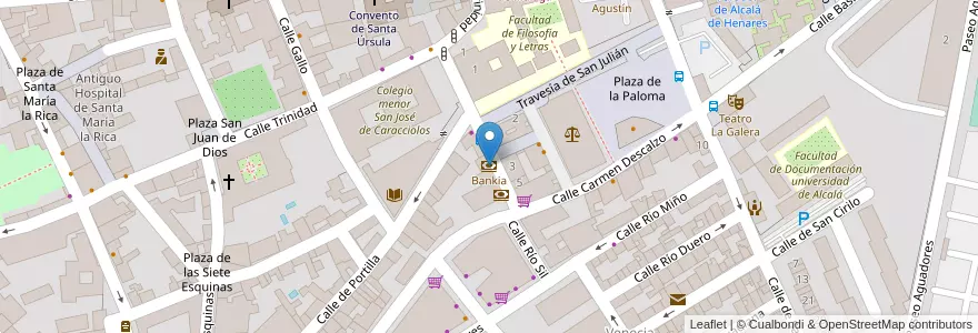 Mapa de ubicacion de Bankia en スペイン, マドリード州, Comunidad De Madrid, Área Metropolitana De Madrid Y Corredor Del Henares, Alcalá De Henares.