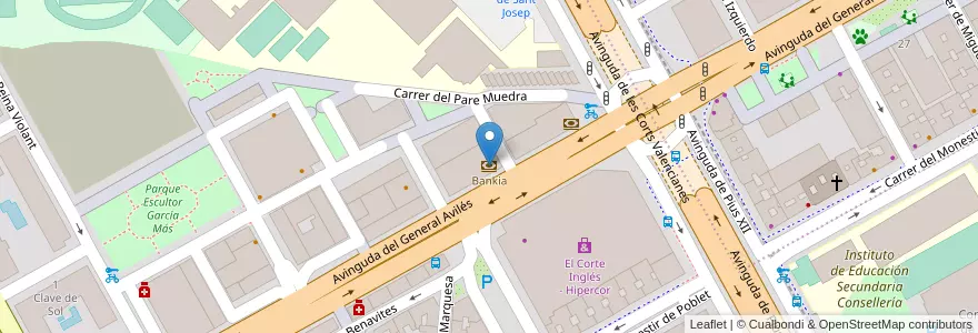 Mapa de ubicacion de Bankia en Espanha, Comunidade Valenciana, València / Valencia, Comarca De València, València.