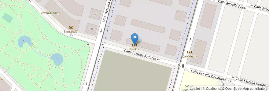 Mapa de ubicacion de Bankia en Испания, Мадрид, Мадрид, Área Metropolitana De Madrid Y Corredor Del Henares, Parla.