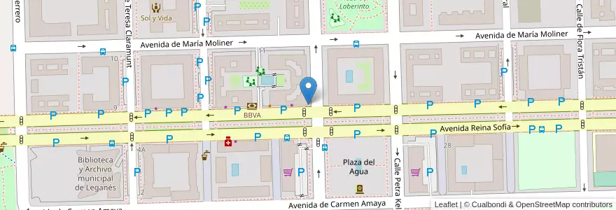 Mapa de ubicacion de Bankia en إسبانيا, منطقة مدريد, منطقة مدريد, Área Metropolitana De Madrid Y Corredor Del Henares, Leganés.