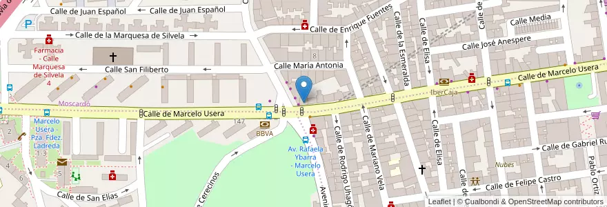 Mapa de ubicacion de Bankia en اسپانیا, بخش خودمختار مادرید, بخش خودمختار مادرید, Área Metropolitana De Madrid Y Corredor Del Henares, مادرید.