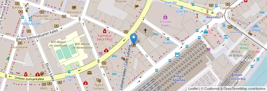 Mapa de ubicacion de Bankia en Испания, Страна Басков, Bizkaia, Bilboaldea, Бильбао.